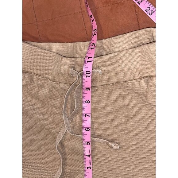 Monrow Tan Drawstring Waist & Pockets Waffle Knit Lounge Pants Women's Size S - Picture 9 of 9